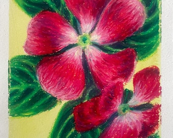 Original Oil Pastel Flower Drawing