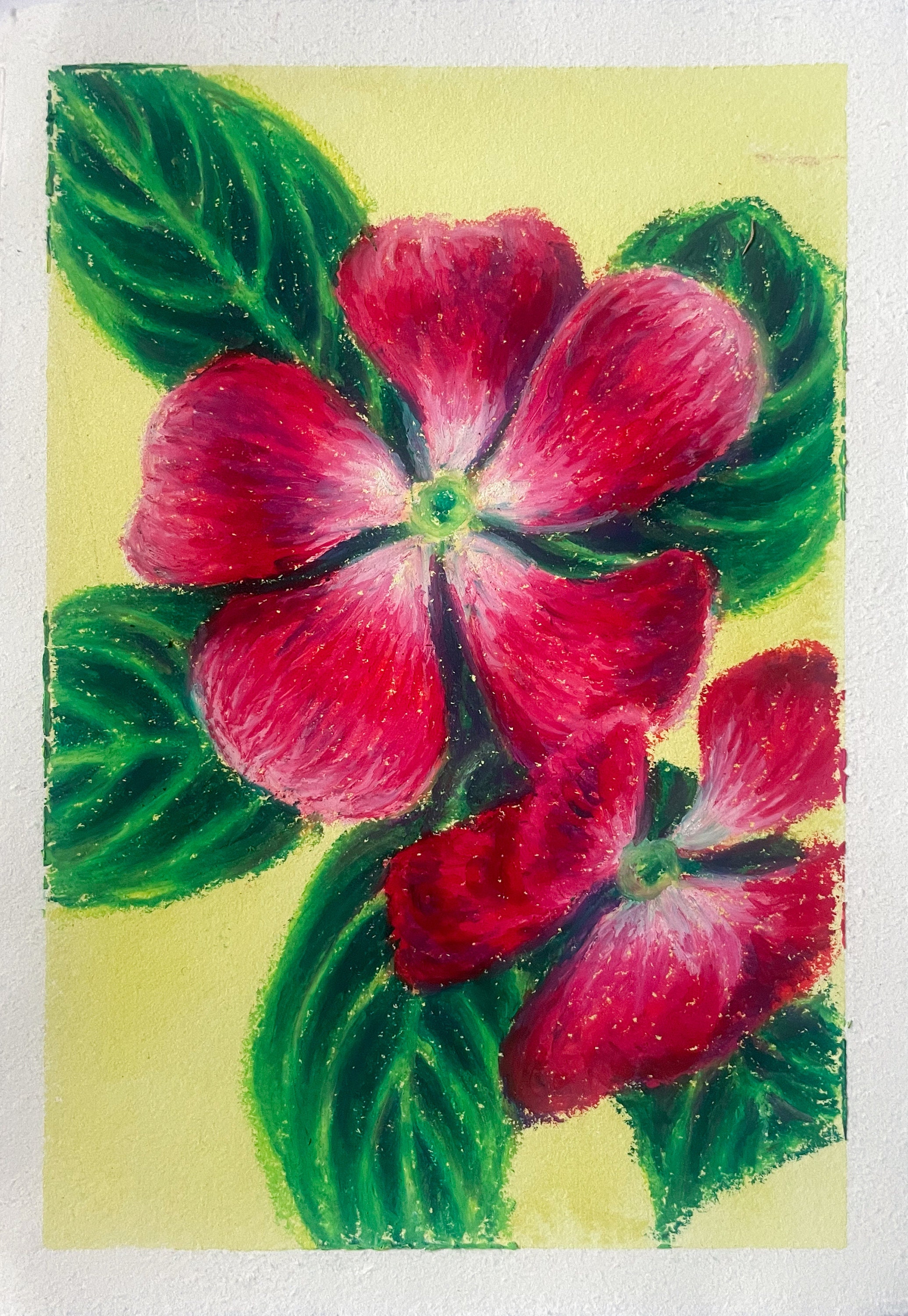 Watercolor And Oil Pastel Mixed Media Floral Painting