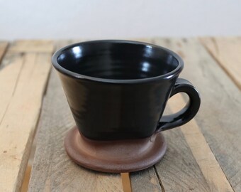 Coffee Brewing Cone In Satin Black Glaze Pour Over Stoneware Ceramic Handmade Wheel Thrown Coffee Brewing Cone In Satin Black Glaze Pour Over Stoneware Ceramic Handmade Wheel Thrown