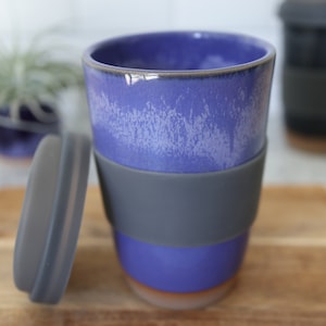 The Travel Mug. Handmade ceramic travel coffee cup in Bright Blue glaze. image 5