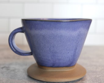 Coffee Pour Over Cone in Blue Iris Glaze. Coffee cone, coffee dripper, ceramic pour over, drip coffee maker.