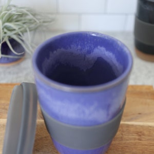 The Travel Mug. Handmade ceramic travel coffee cup in Bright Blue glaze. image 6