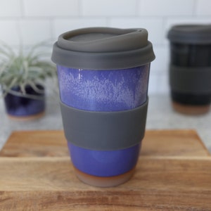 The Travel Mug. Handmade ceramic travel coffee cup in Bright Blue glaze. image 1