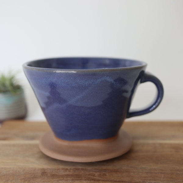 Seconds quality, Coffee Pour Over Cone in Deep Blue Glaze. Coffee cone, coffee dripper, ceramic pour over, drip coffee maker.