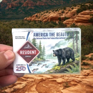 Capa para Passe de Parque Nacional - Adesivo "America the Beautiful", Adesivo de Arte da Vida Selvagem