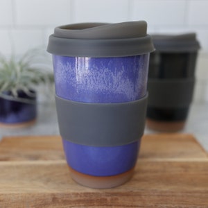 The Travel Mug. Handmade ceramic travel coffee cup in Bright Blue glaze. image 4