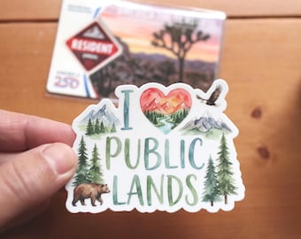 I Love Public Lands Sticker – Outdoor Vinyl Decal for National Parks, Hiking, Camping & Conservation