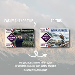 May include: An image shows two versions of an "America the Beautiful" pass for military personnel. One pass features a photo of a person, while the other displays an eagle. The passes are rectangular with text that reads "Military Annual" and "America 250".