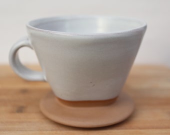 Coffee Pour Over Cone in Snow Glaze. Coffee cone, coffee dripper, ceramic pour over, drip coffee maker.