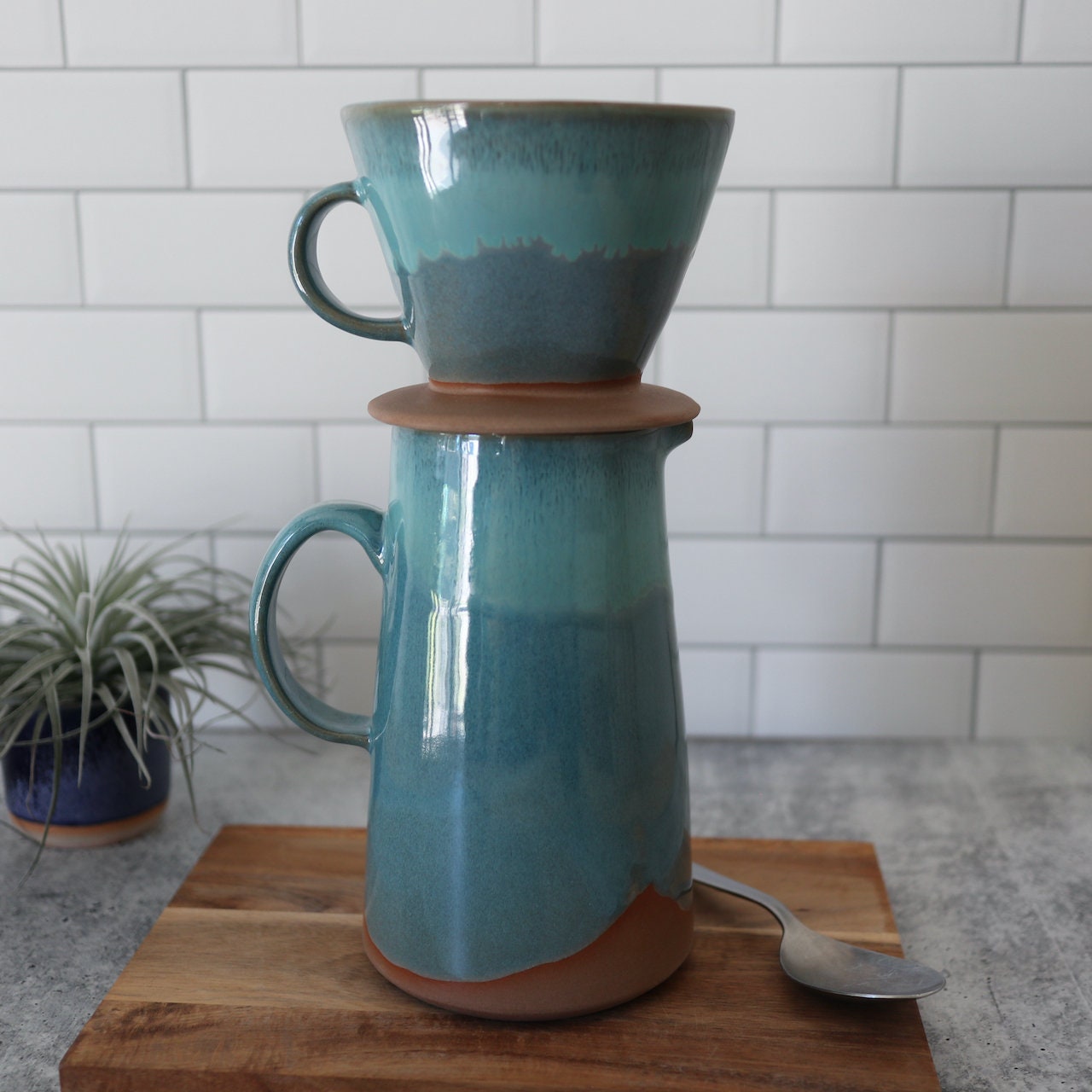 Ceramic Pour Over Set | Coffee Dripper | Speckled Beige Fern - Coffee  Brewer and Pitcher Set - Pottery Brewer & Pitcher