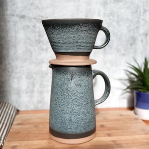 Handcrafted Ceramic Coffee Dripper & Pitcher Set, Artisan Pour Over