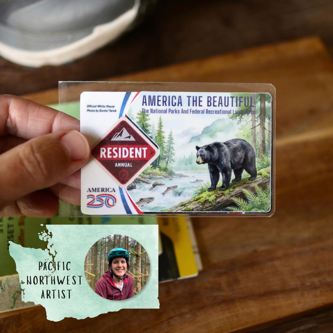 スヌーピータペストリー AMERICA, YOU'RE BEAUTIFUL! National Park Pass Sleeve- America the Beautiful Sticker, Wildlife