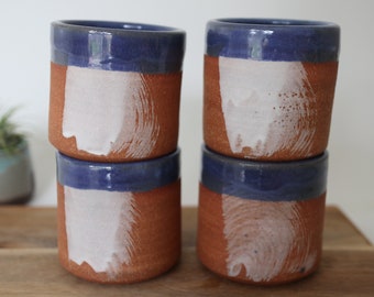 Set of four 6oz cortado cups, espresso cups, whiskey cups, handmade pottery