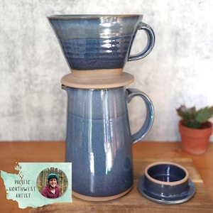 Handcrafted Ceramic Coffee Dripper & Pitcher Set, Artisan Pour Over