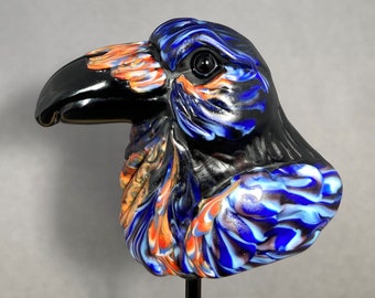 Raven Bird Necklace Raven Glass bird pendant Raven Glass Bead Lampwork Raven Glass Bead by Tammy Mercier