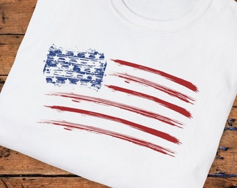 American Flag Brush Stroke T-Shirt: Patriotic USA Tee