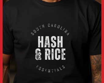 South Carolina Essentials Hash and Rice Tshirt, Funny SC Shirt Gift, Palmetto State Barbecue Tee, SC BBQ T-Shirt