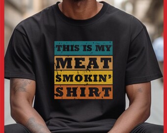 BBQ Smoker Themed Retro Vintage My Meat Smoking T-Shirt Funny Mens BBQ Pitmaster Shirt, Barbecue Fan Tee for Father's Day Christmas Birthday