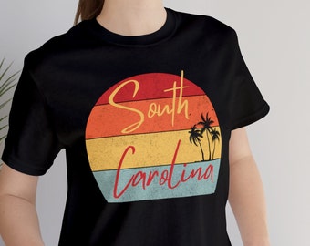 Retro South Carolina Sunset T-Shirt: Palmetto Palm Tree Tee