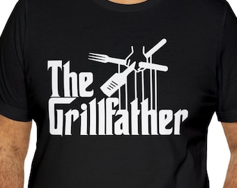 The Grillfather Tee, Dad BBQ Shirt, Grilling Gifts for Men, Barbecue Gift, Grill Gifts for Grandpa, Godfather Parody, Smoking Gifts T-Shirt