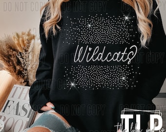 Custom Spangle Scatter with Metallic Puff  Mascot Word Tee, Sweatshirt, Team Spirit-Sport Fans Bling Mascot Team Game Day Gear-Sports Mom