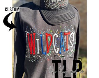 Custom Embroidered Spangle Mascot Sweatshirt Long Sleeve – Team Spirit-Sport Moms-Mascot Tees-Team Bling