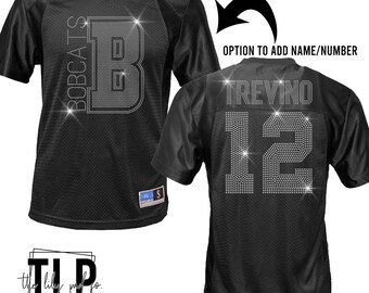Custom Spangle Bling Mascot Jersey- Team Spirit- Sport Moms-Sport Fans - Mascot Jersey Number Player Number Sparkle Bling Sports Tee