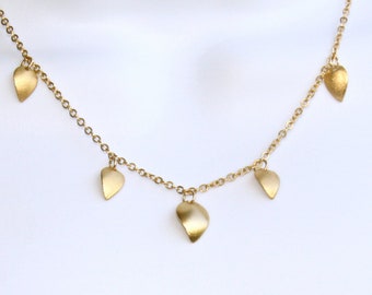 Charm Necklace leaf charm Necklace, Leaf Necklace, Gold charm necklace, Mother's Day gift