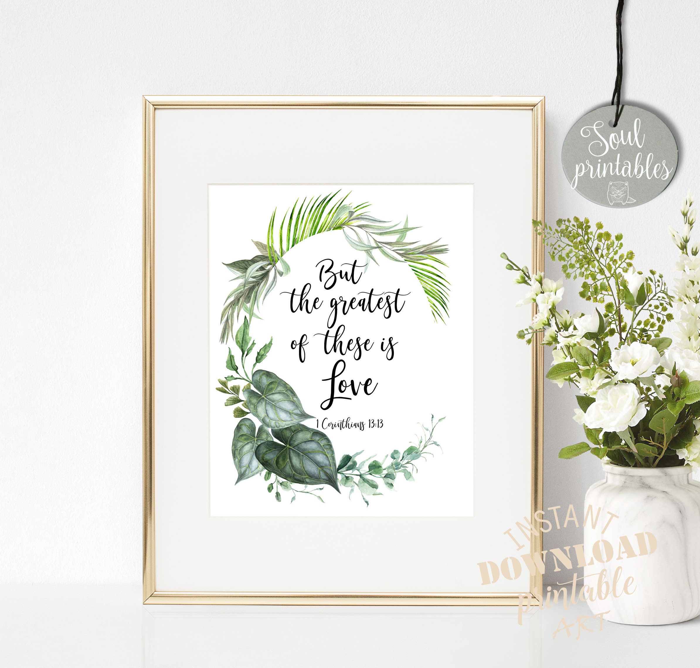 1 Corinthians 13:13 bible print bible printable watercolor | Etsy