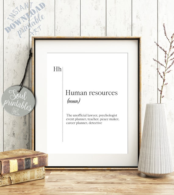 Human Resources Dictionary Print Cubicle Decor Wall Art Etsy