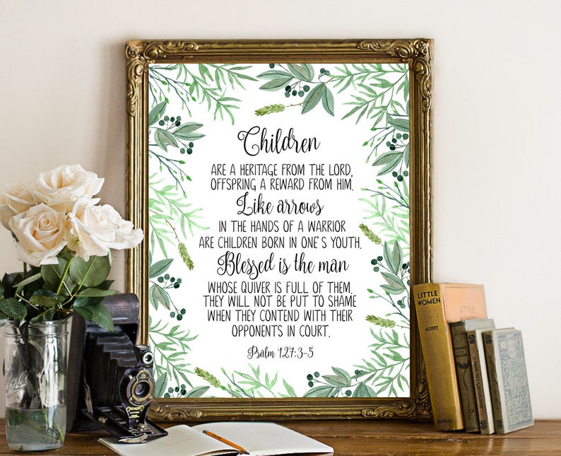 Psalm 127:3-5 Bible psalm Bible printable Bible print | Etsy