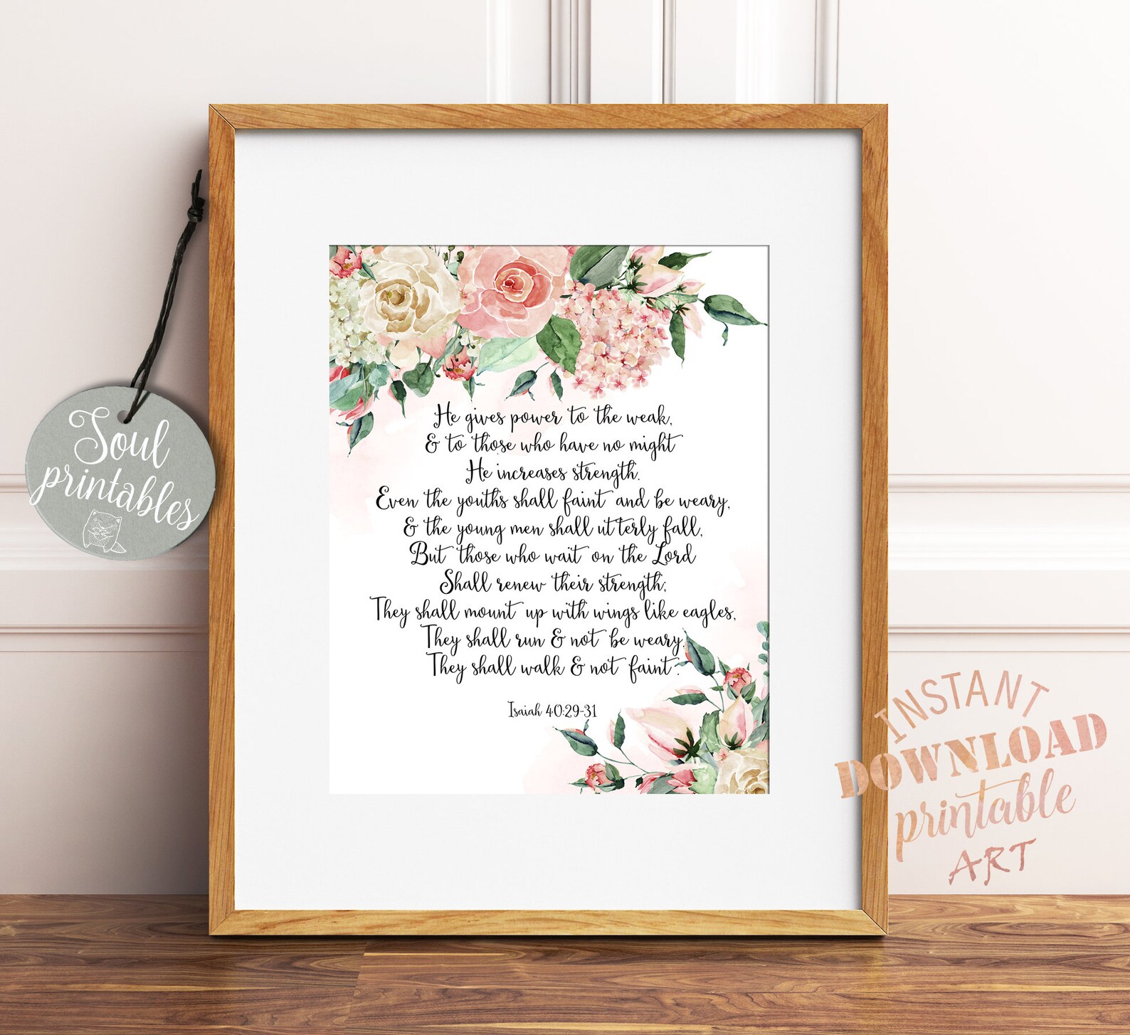 Isaiah 402931 Printable Art Floral Roses Beige Pastel Pink Etsy UK