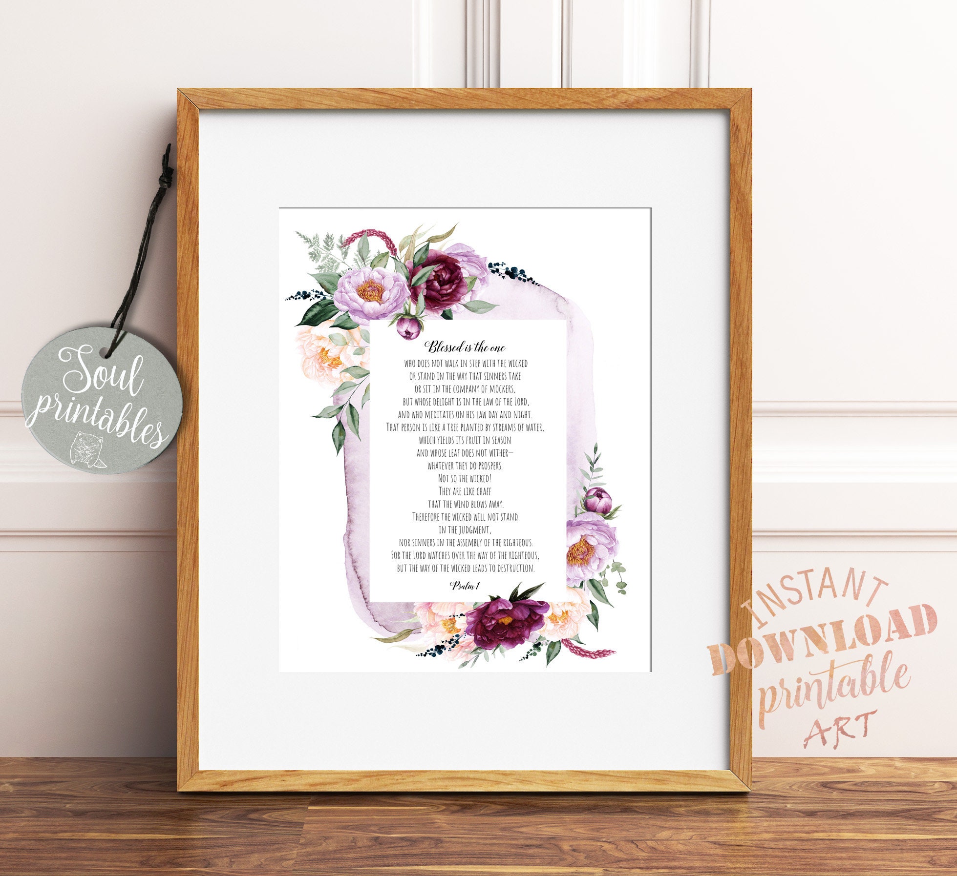 Psalm 1 Printable Art Bible Verse Wall Art Bible Printable | Etsy