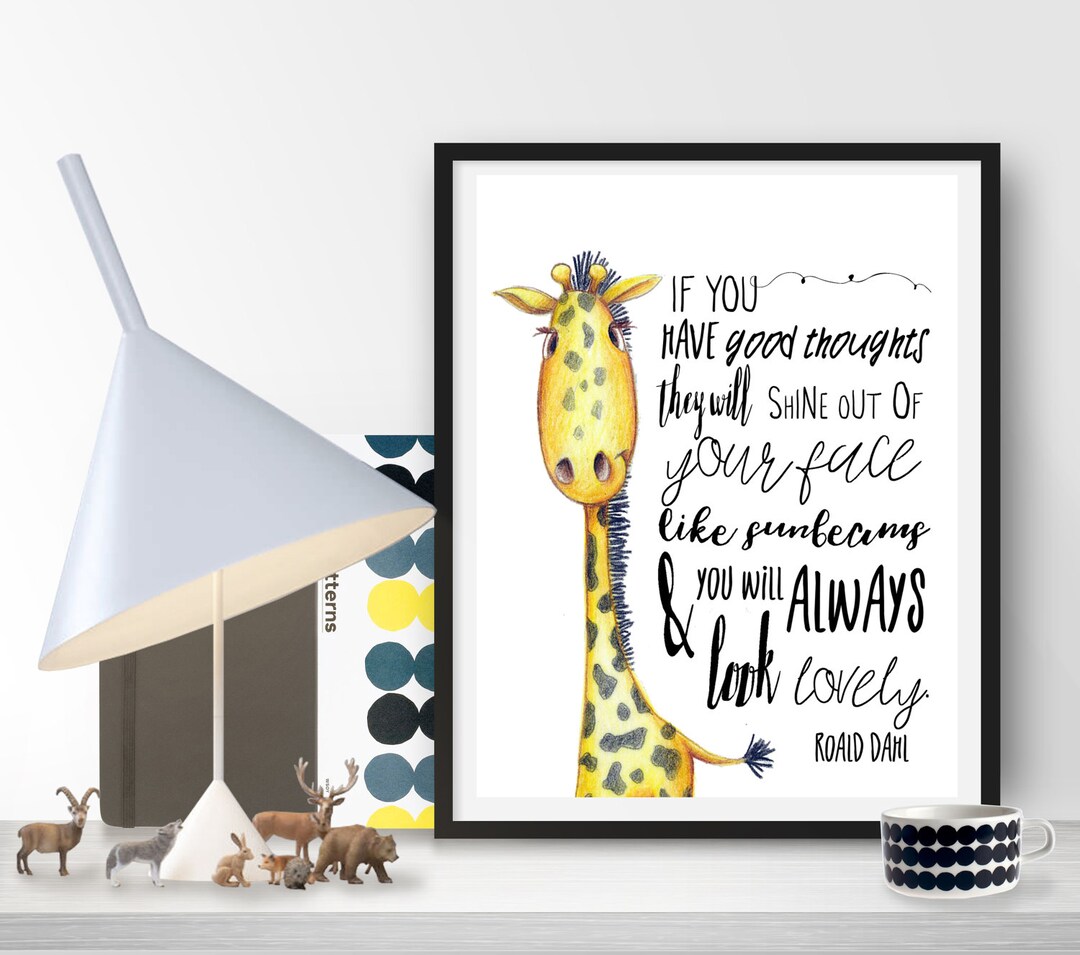 Boy & Girl Room Wall Art Roald Dahl Quote Giraffe Printable Etsy
