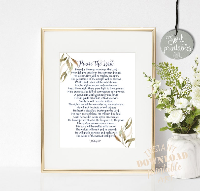 Printable Art Scripture Art Psalm 112 Psalms Print Gift | Etsy