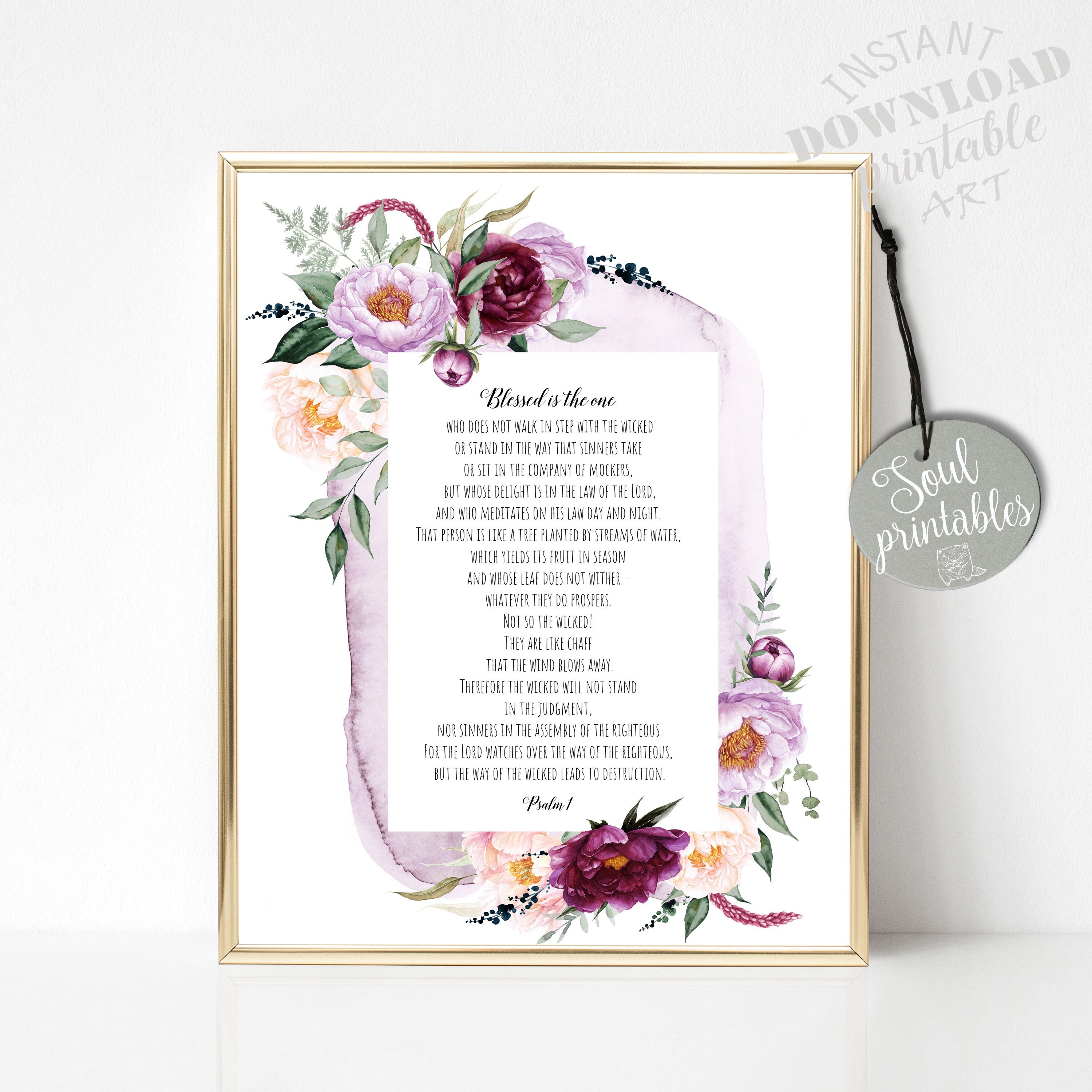 Psalm 1 Printable Art Bible Verse Wall Art Bible Printable | Etsy