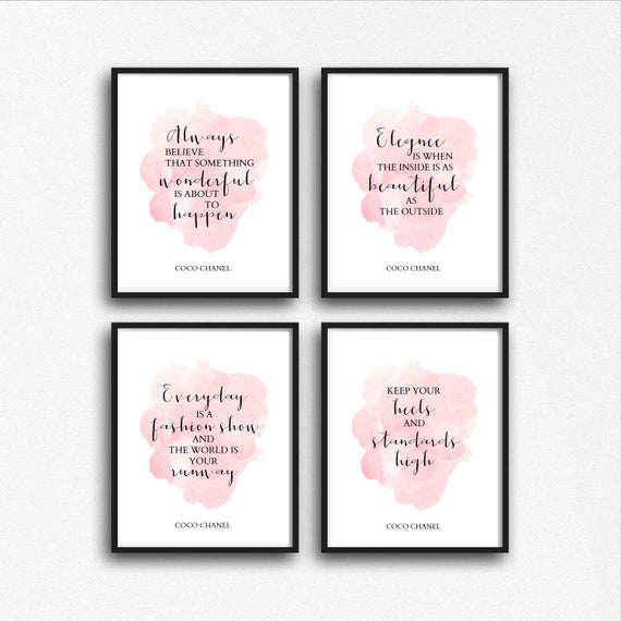 Coco Quotes Art SET of 4 Chanel Quote Printable Pink Quote 