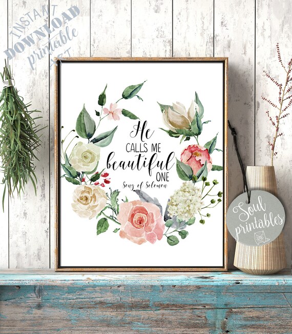 Art & Collectibles He Calls Me Beautiful One Sol Printable Scripture ...