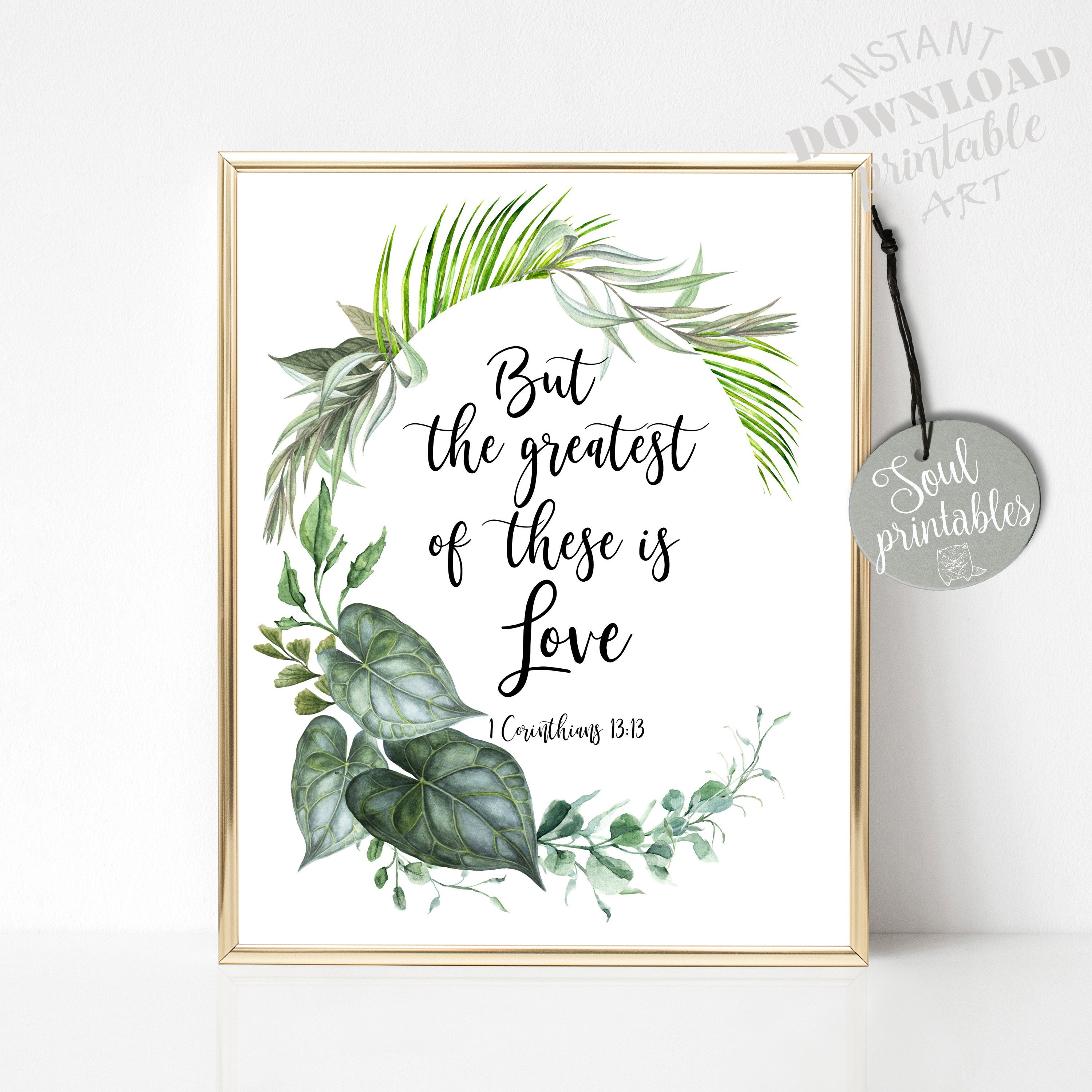 1 Corinthians 13:13 bible print bible printable watercolor | Etsy