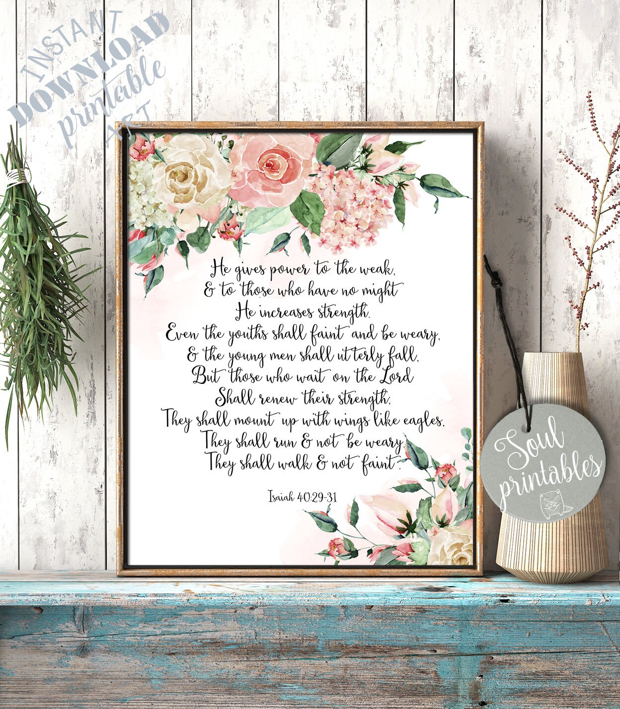 Isaiah 402931 Printable Art Floral Roses Beige Pastel Pink Etsy UK
