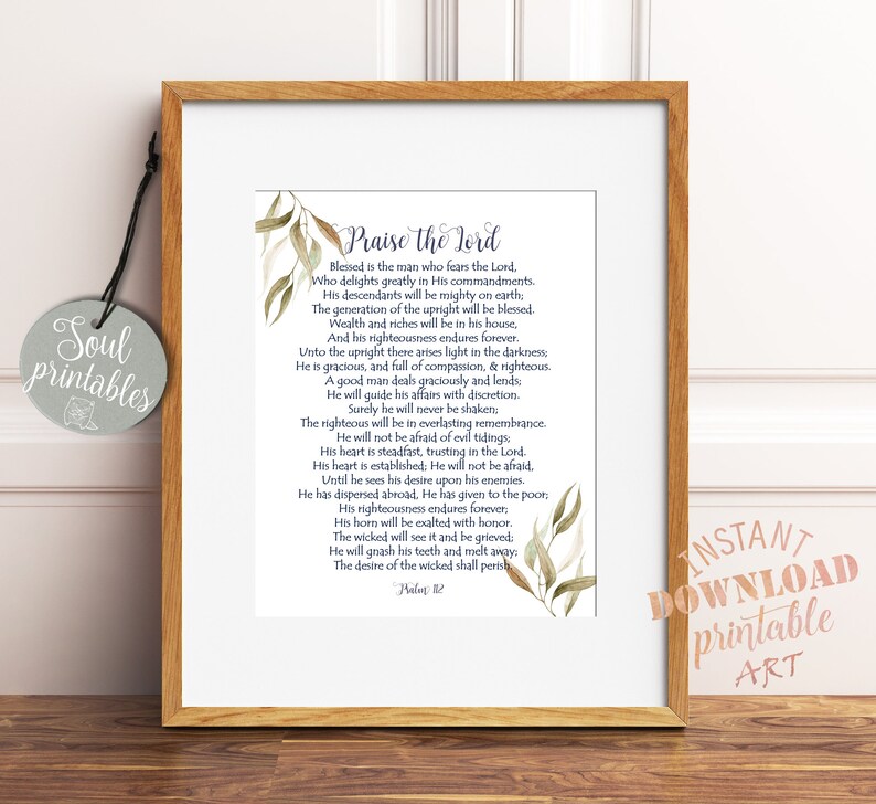 Printable Art Scripture Art Psalm 112 Psalms Print Gift | Etsy