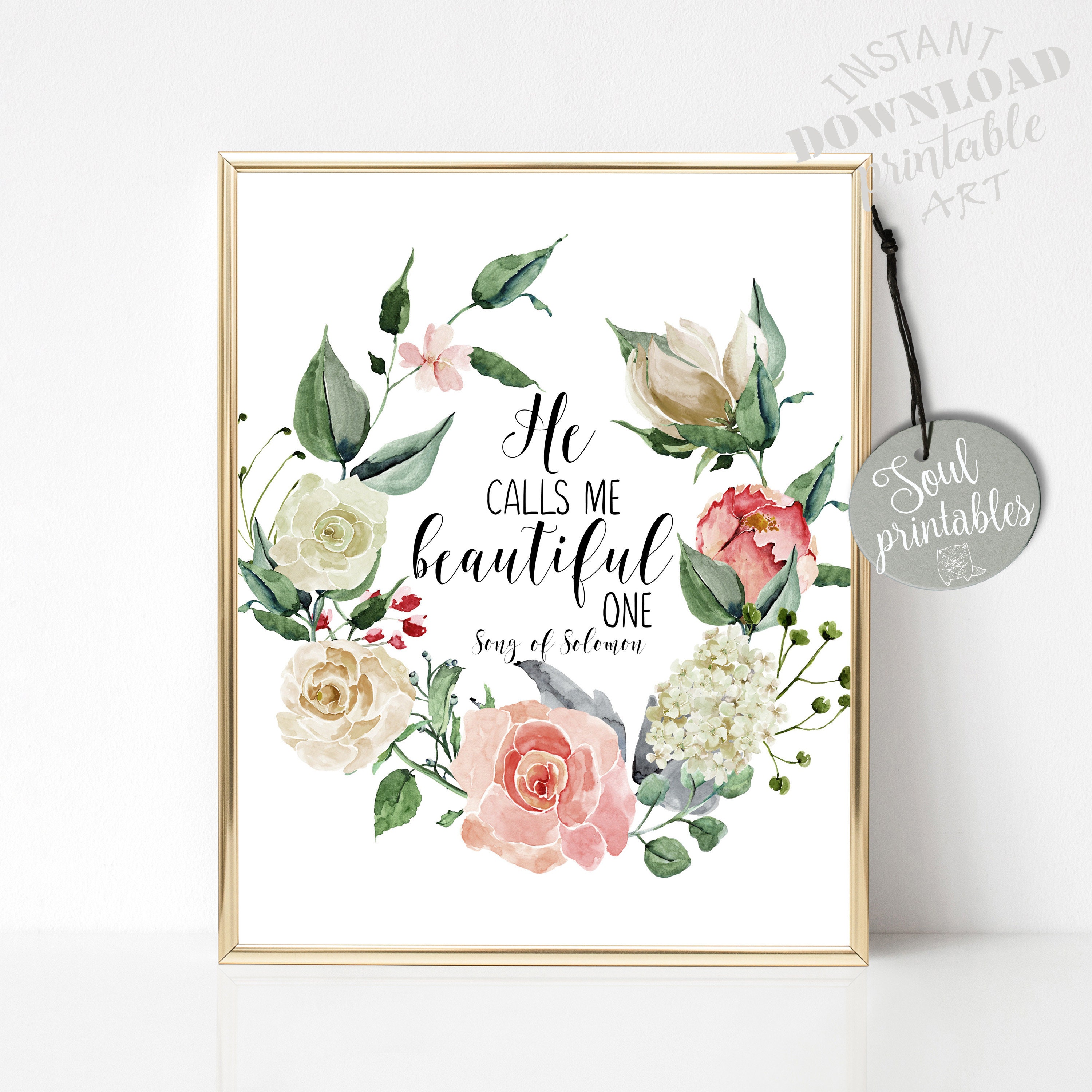 Printable Bible Verse Wall Art He Calls Me Beautiful One | Etsy