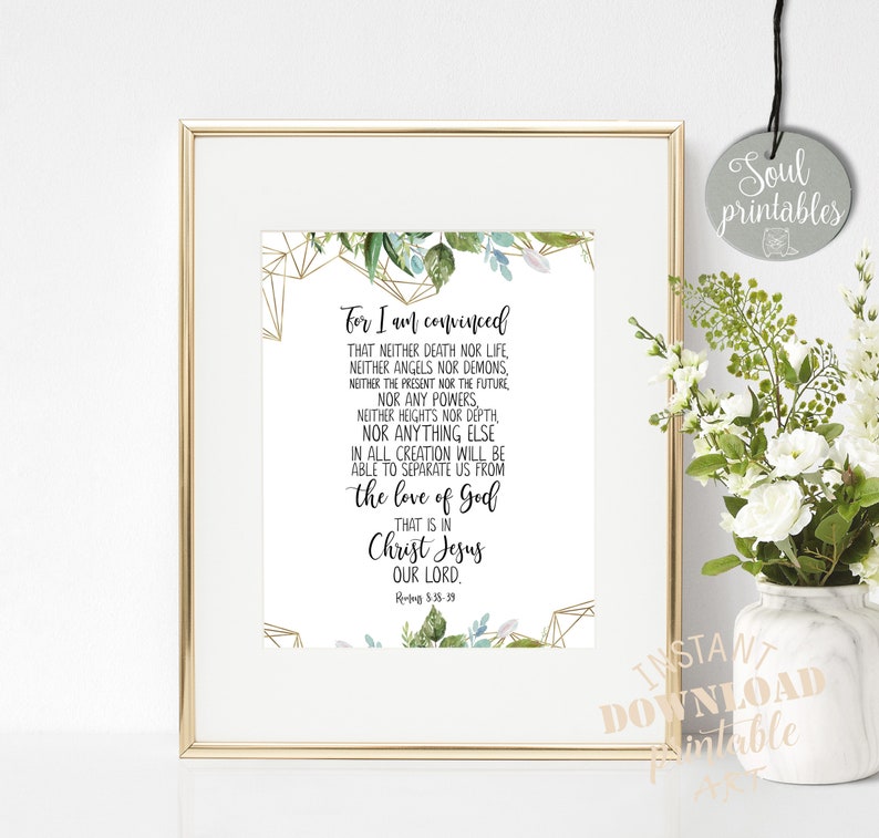 Romans 838 39 bible printable bible verse wall art greenery etsy