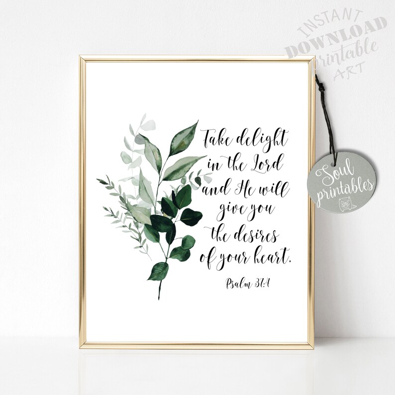 Psalm 37:4 Printable Wall Art Bible Verse Wall Art Scripture | Etsy