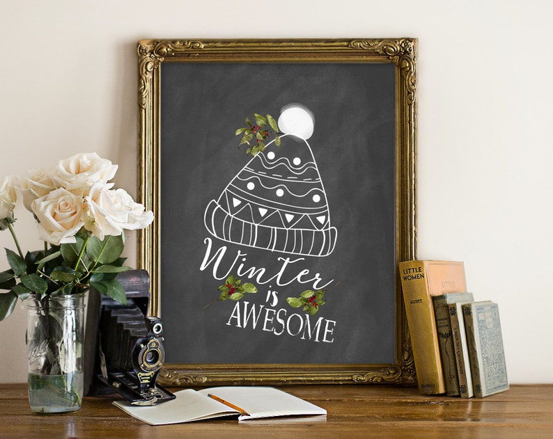 Winter is Awesome Printable Print 8x10 Winter Decor | Etsy