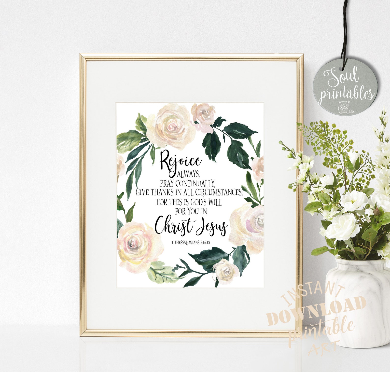 1 Thessalonians 5:16-18 Rejoice Always Bible Verse Printable | Etsy
