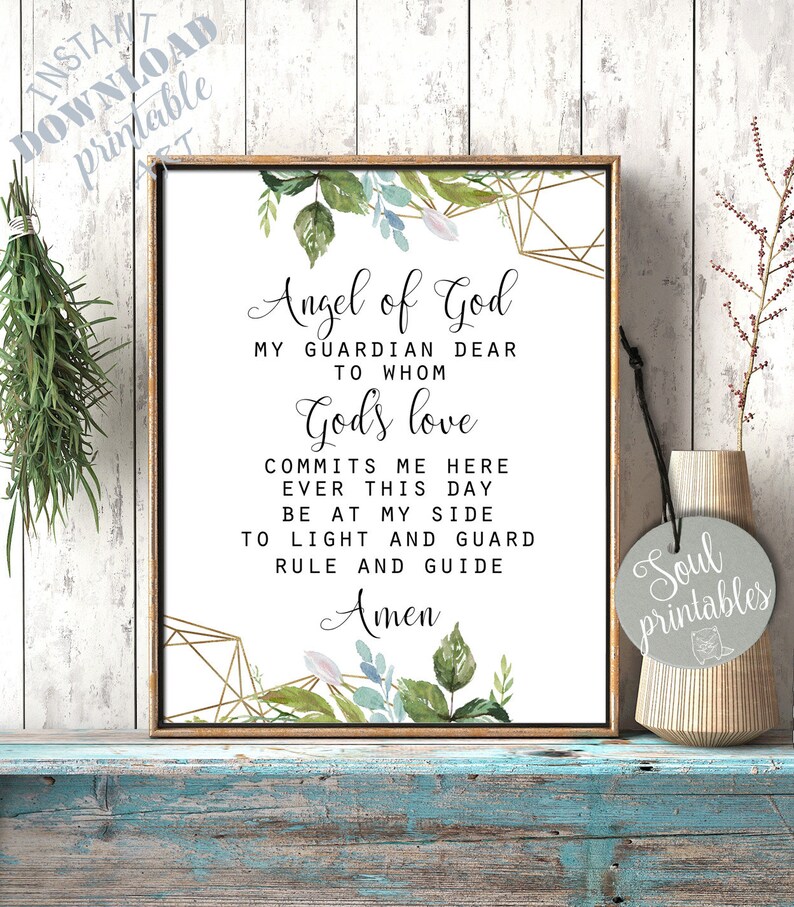 Guardian Angel Prayer Printable Bible Printable Art Prayer Etsy