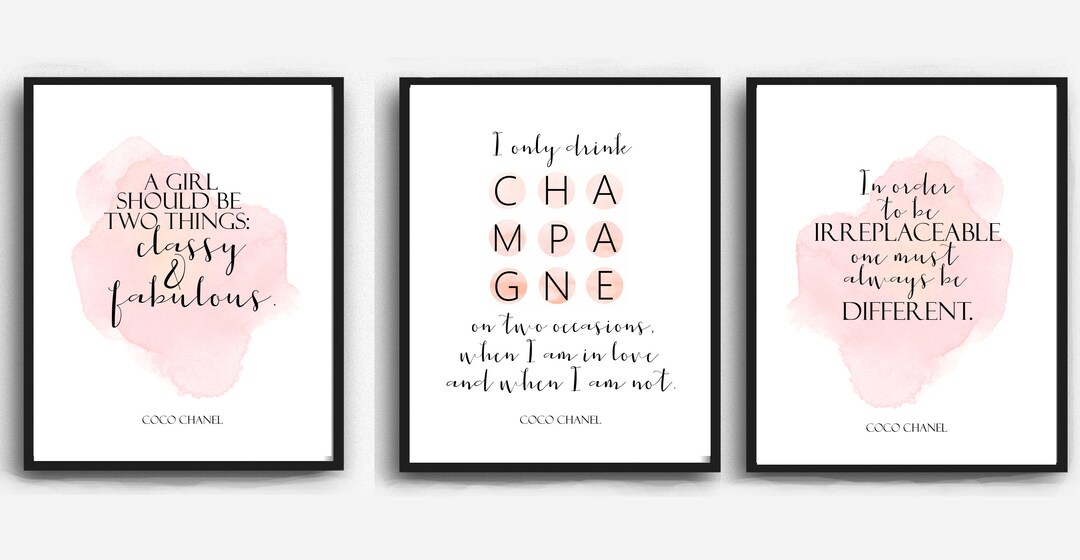 Chanel Printable Art SET of 3 Chanel Quotes Vanity Room Etsy