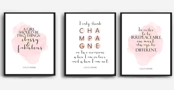 Chanel Printable Art SET of 3 Chanel Quotes Vanity Room 