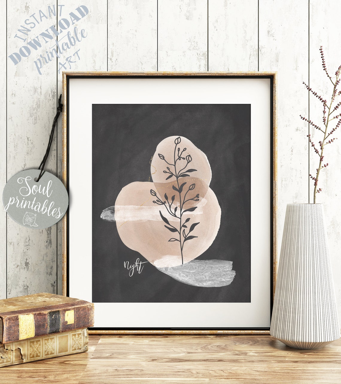 Beige Abstract Art Black and White Wall Art Set Beige and Etsy